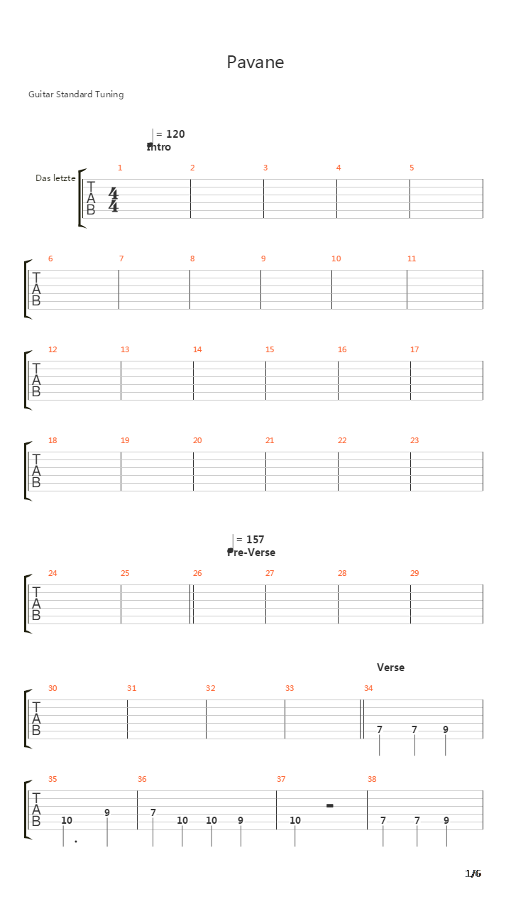 Pavane吉他谱