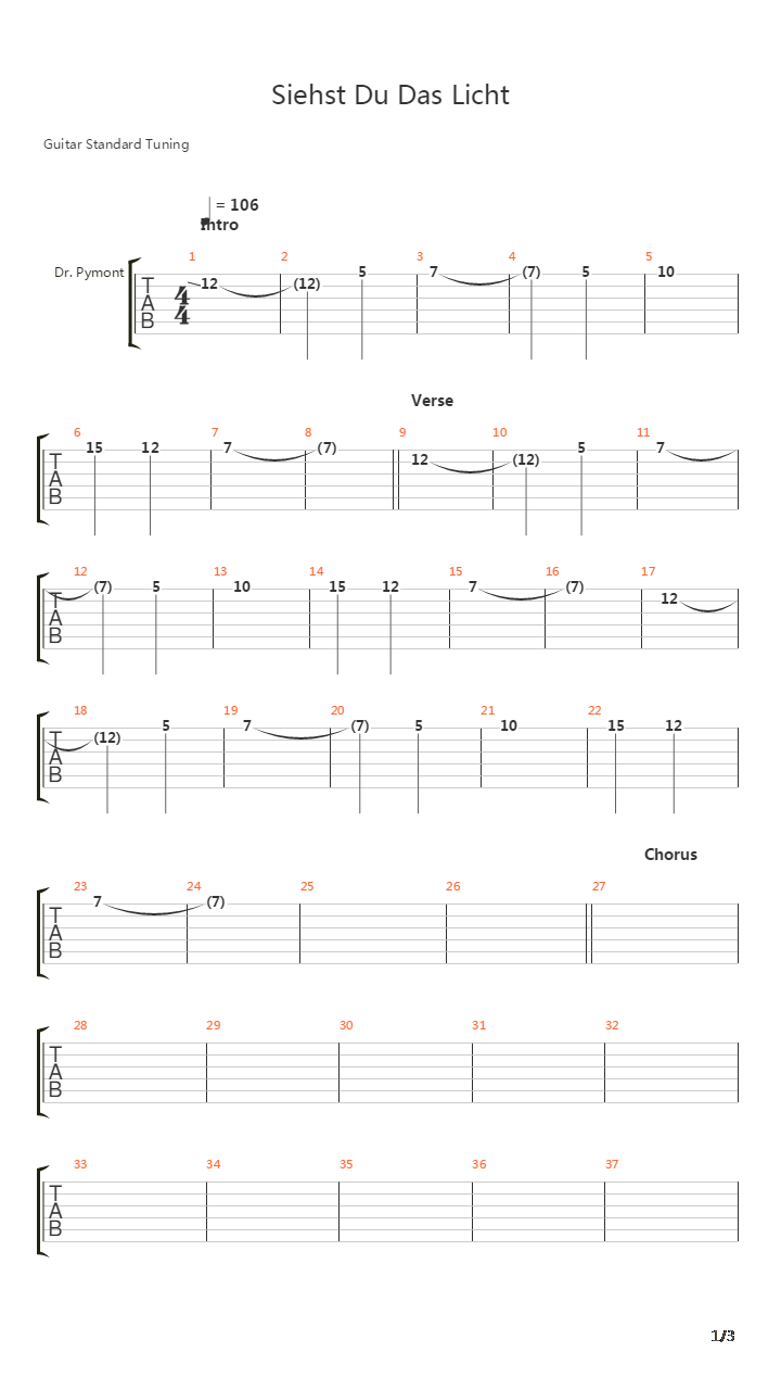 Siehst Du Das Licht吉他谱