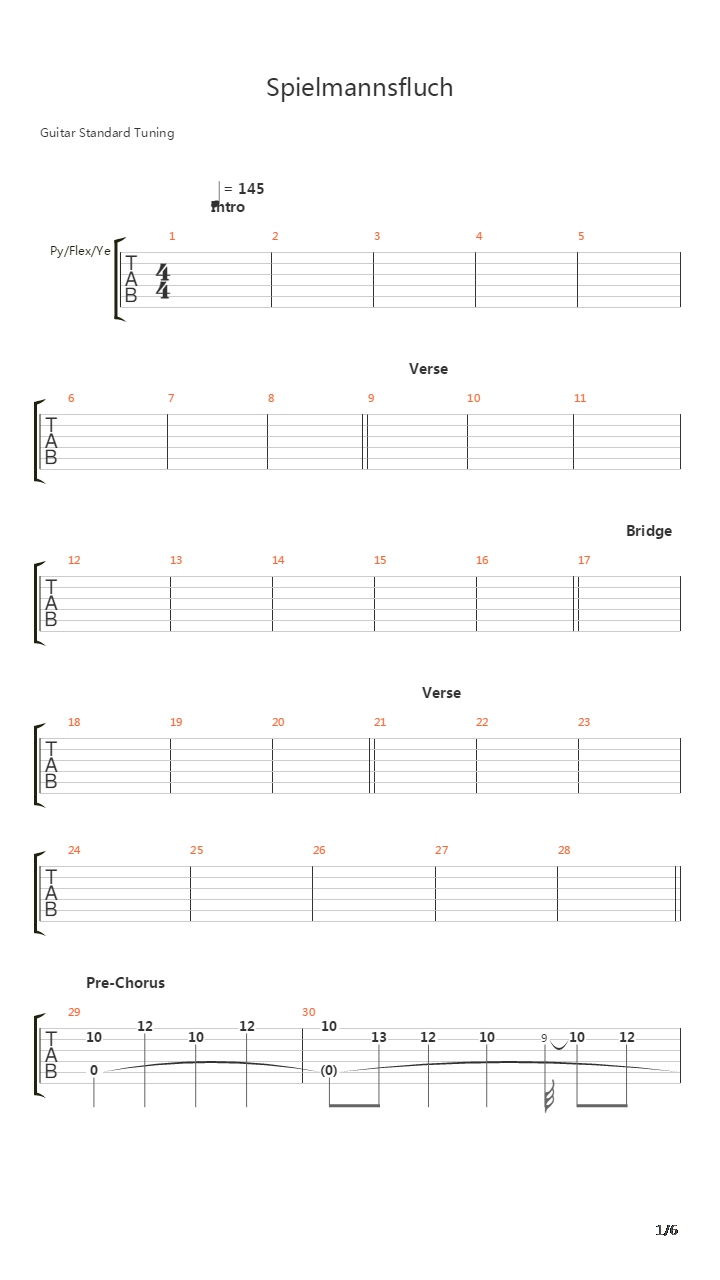 Spielmannsfluch吉他谱