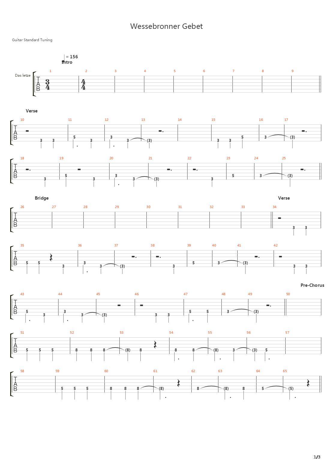 Wessebronner Gebet吉他谱