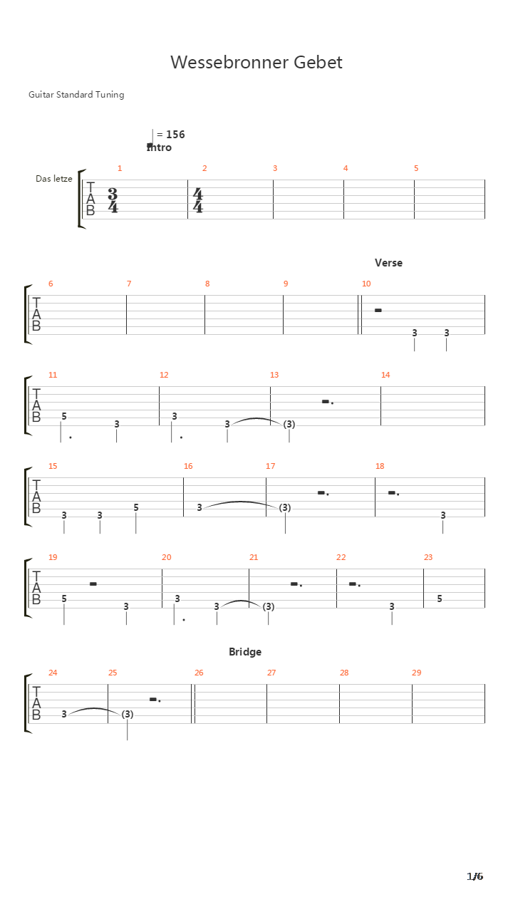 Wessebronner Gebet吉他谱