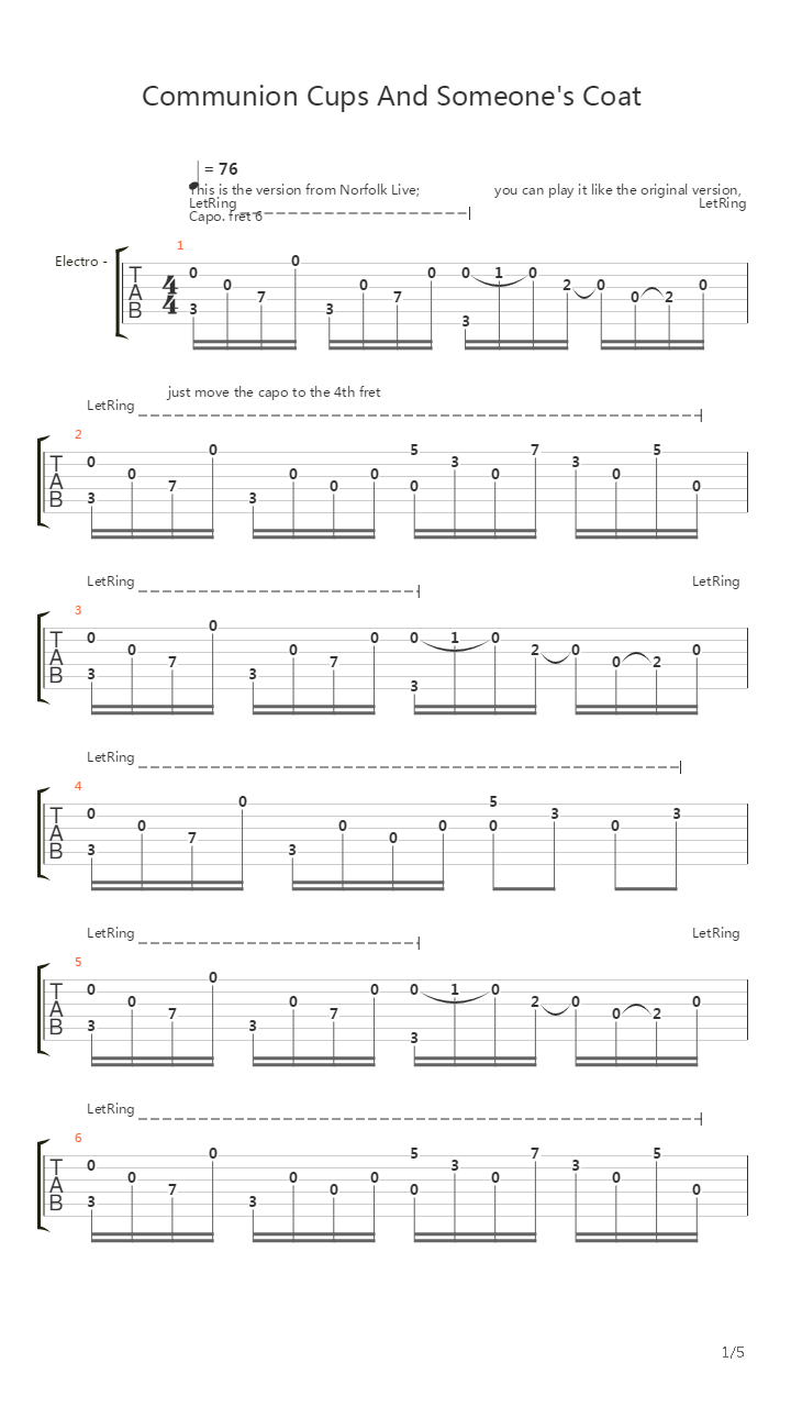 Communion Cups And Someones Coat吉他谱