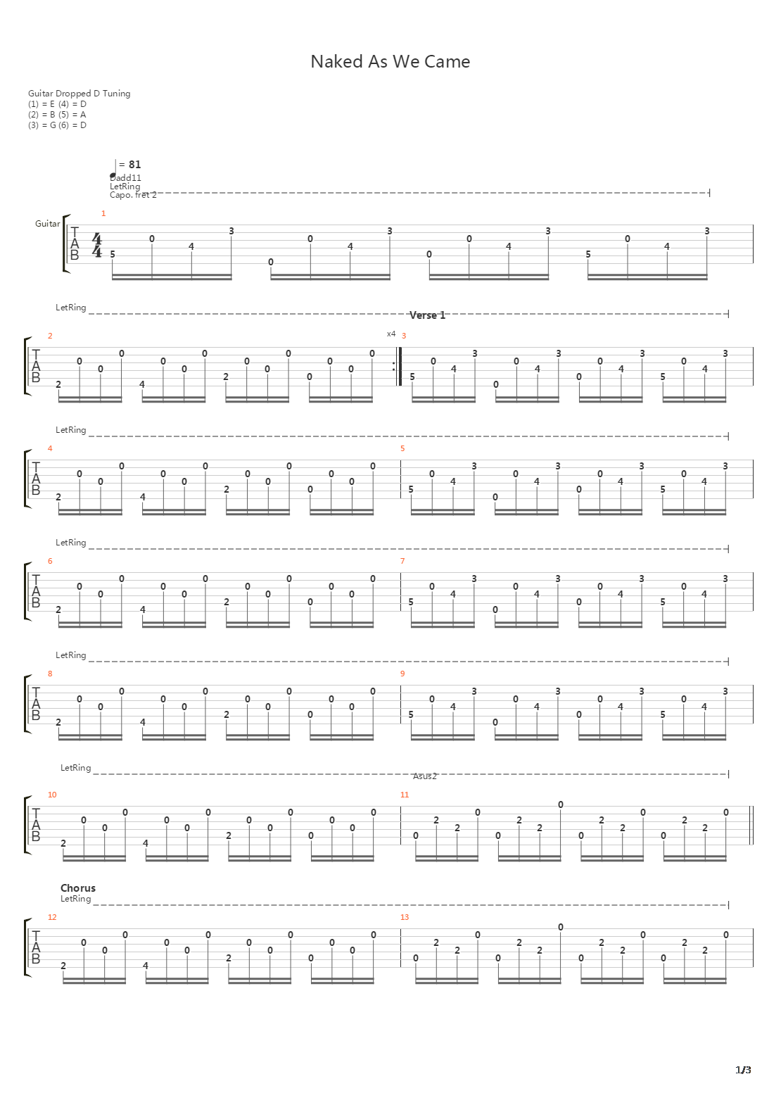 Naked As We Came吉他谱