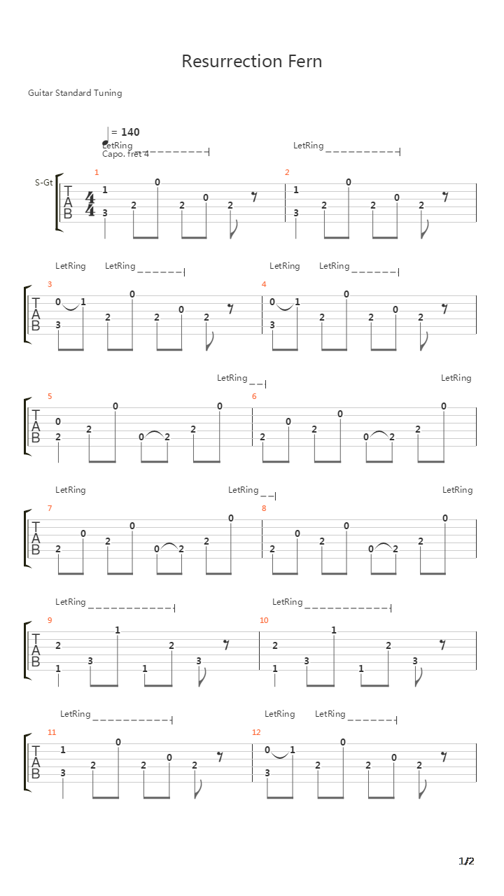 Resurrection Fern吉他谱