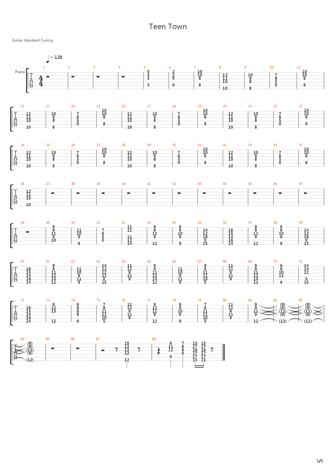Teen Town吉他谱