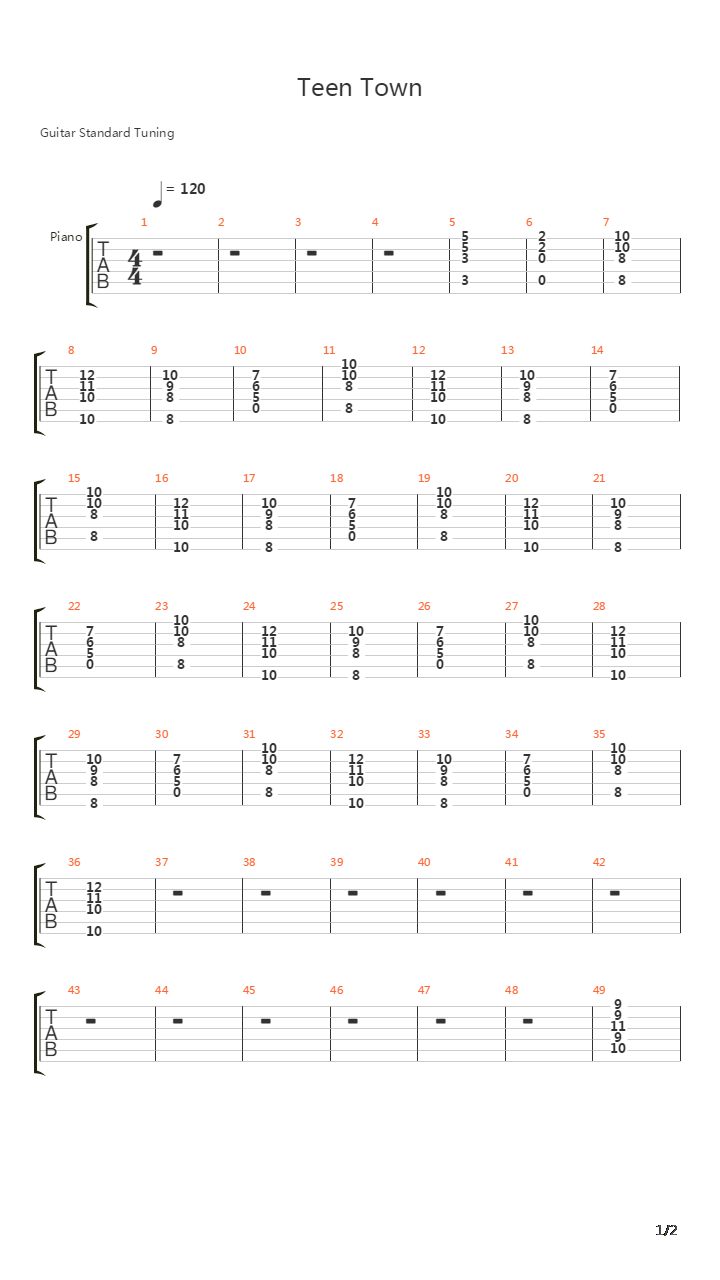 Teen Town吉他谱