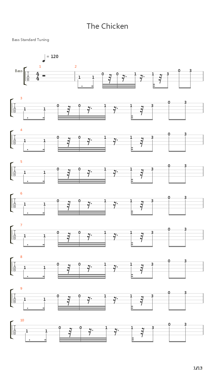The Chicken吉他谱