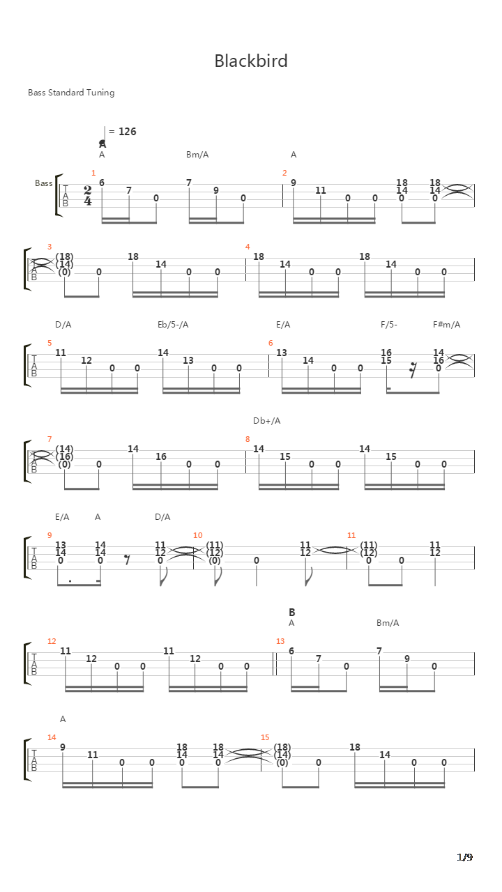 Blackbird吉他谱