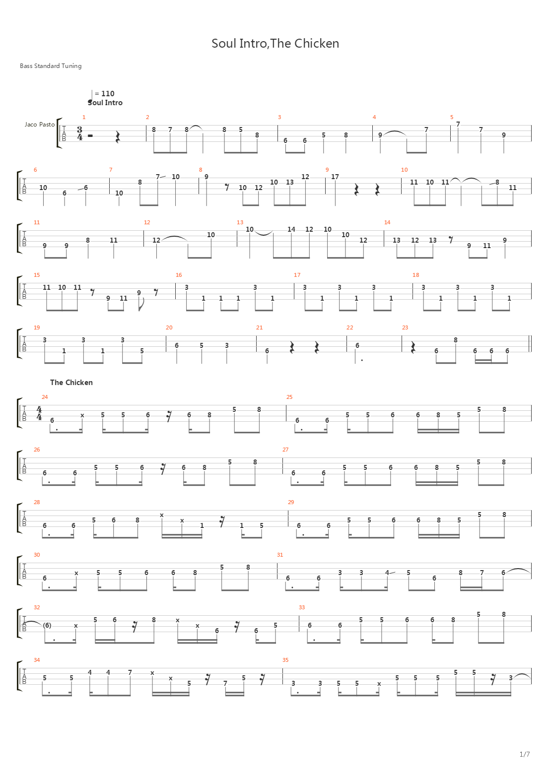 Soul Intro The Chicken吉他谱