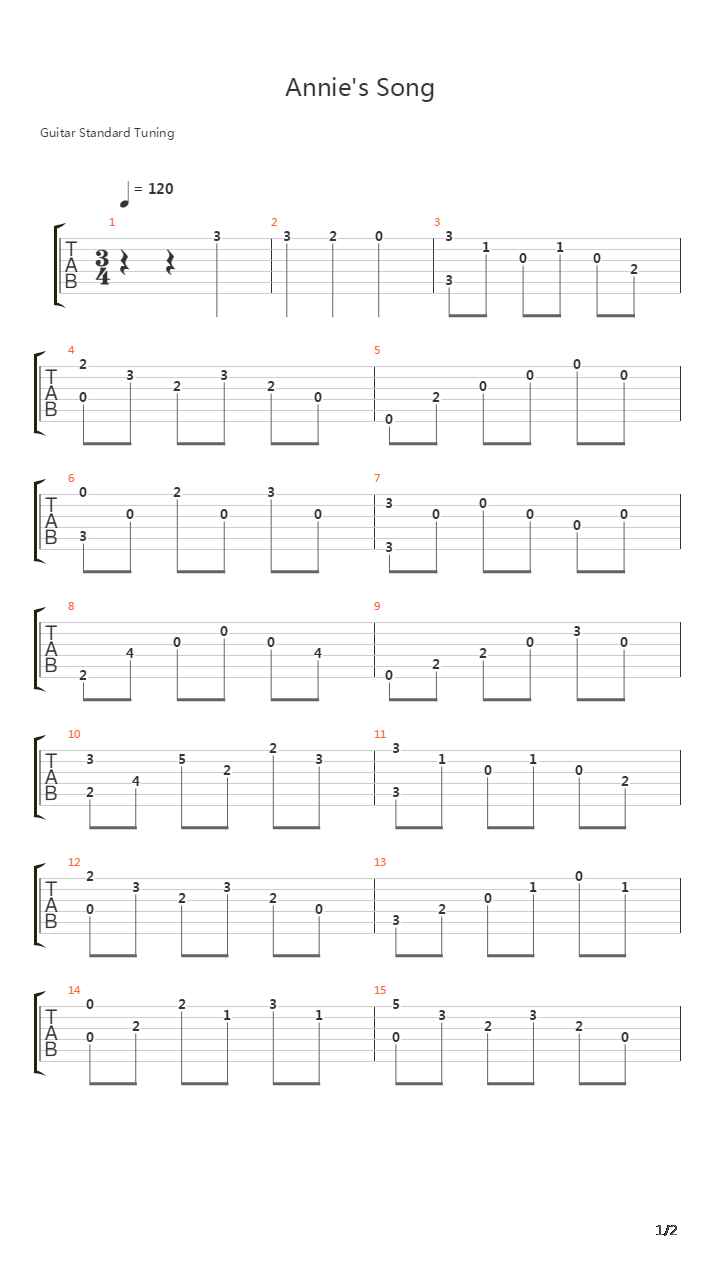 Annies Song吉他谱