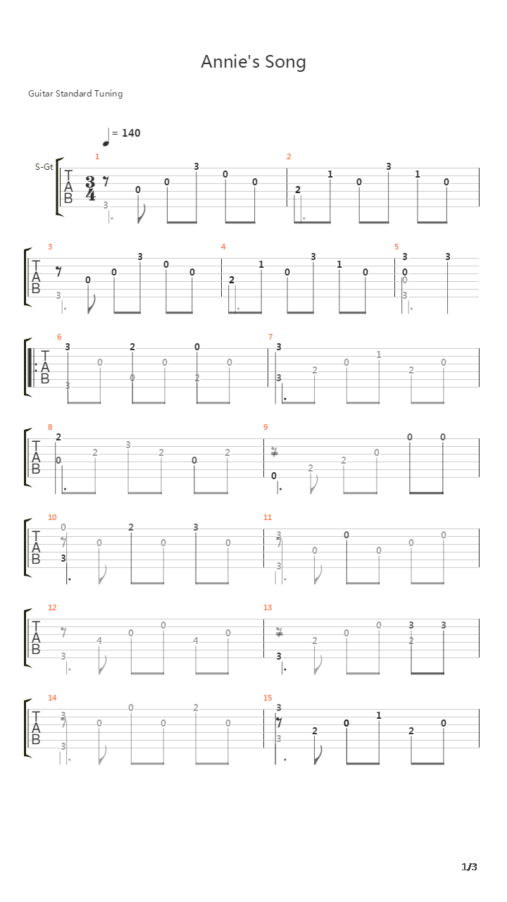 Annies Song吉他谱