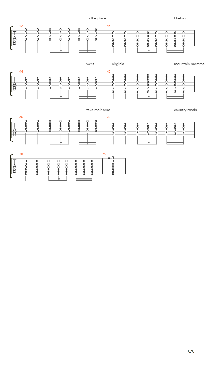 Take Me Home Country Roads吉他谱