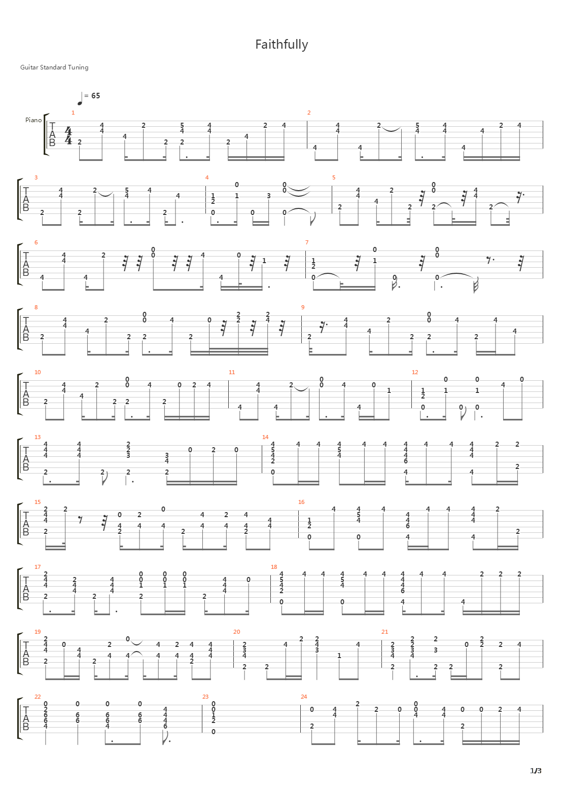 Faithfully吉他谱