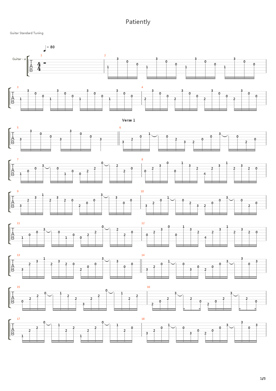 Patiently吉他谱
