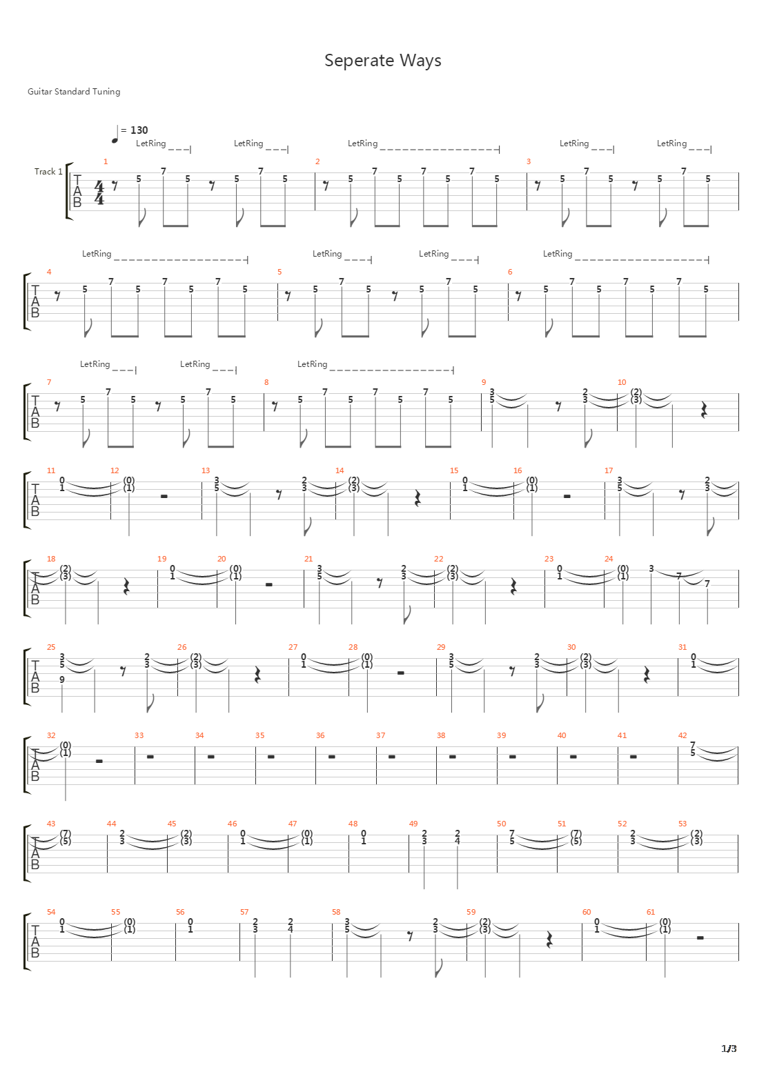 Separate Ways吉他谱