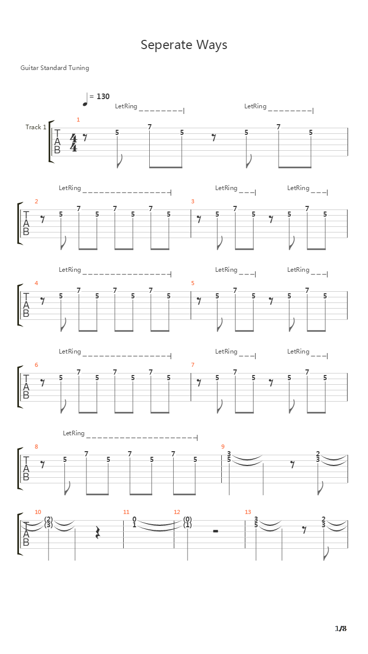 Separate Ways吉他谱