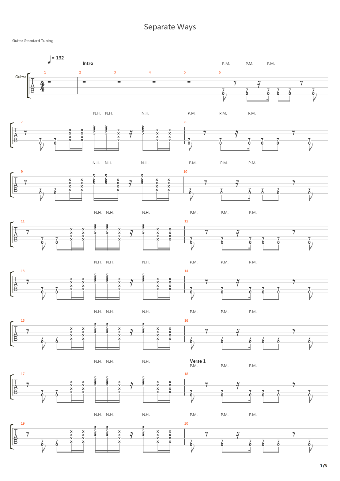 Separate Ways吉他谱