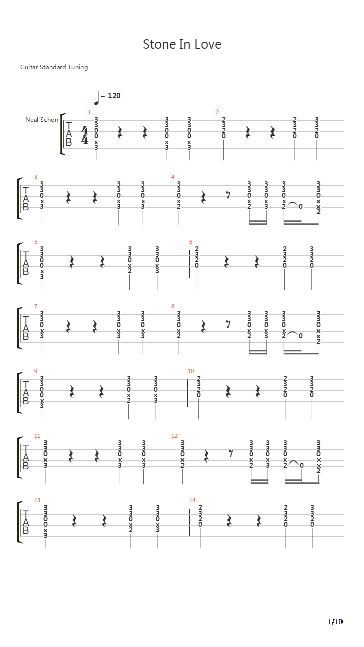 Stone In Love吉他谱