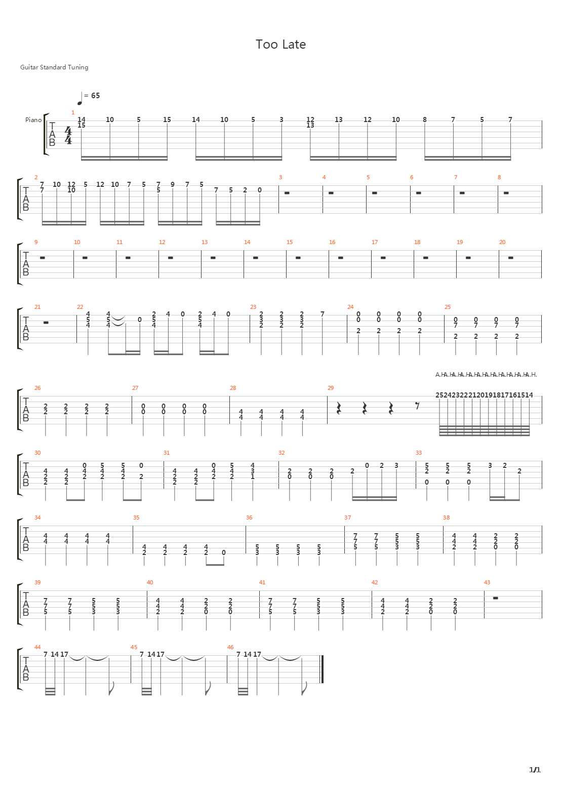Too Late吉他谱