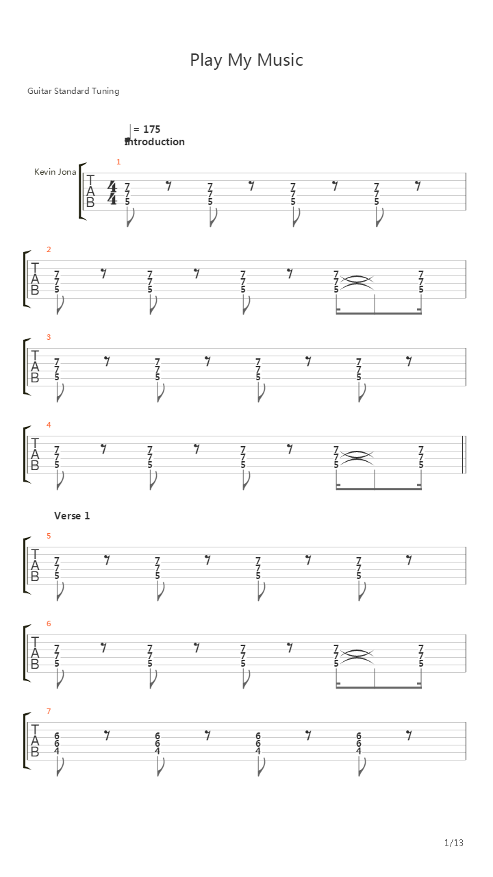 Play My Music吉他谱