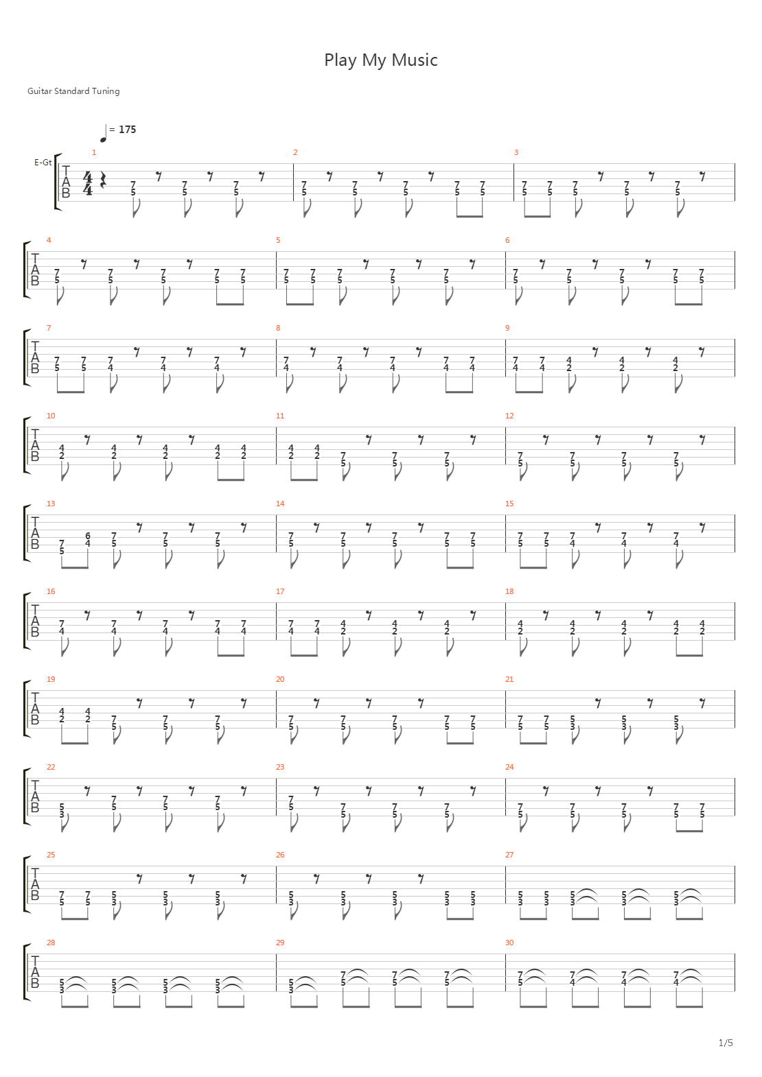 Play My Music吉他谱