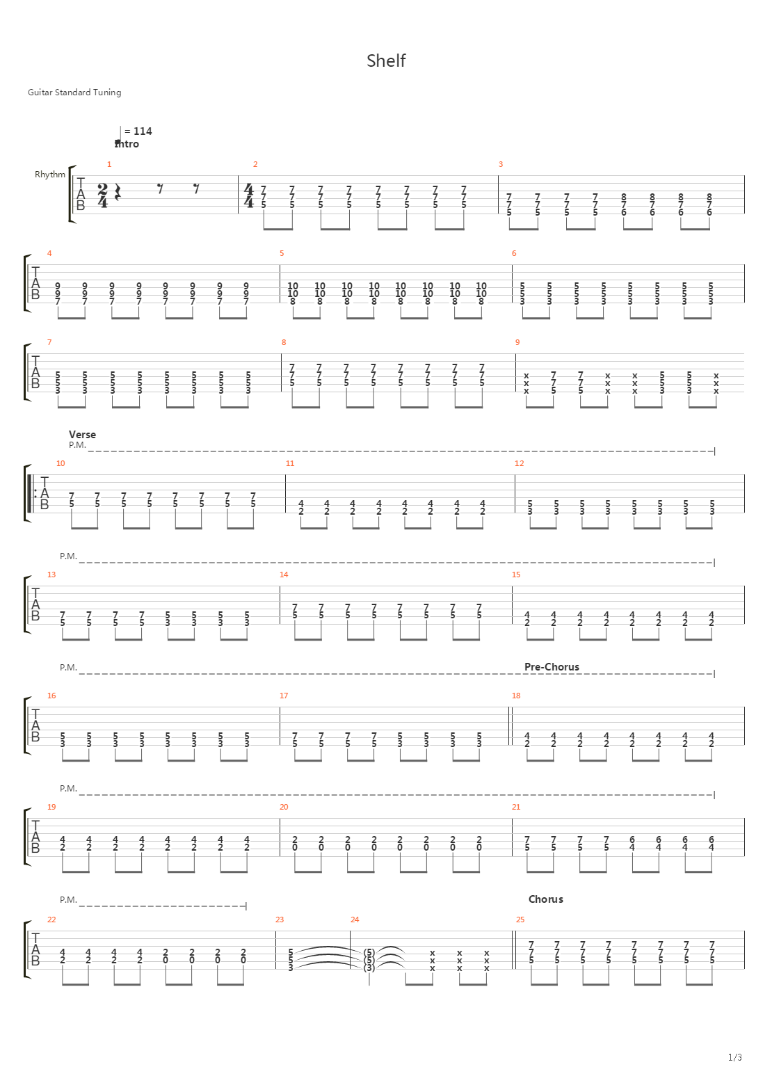 Shelf吉他谱