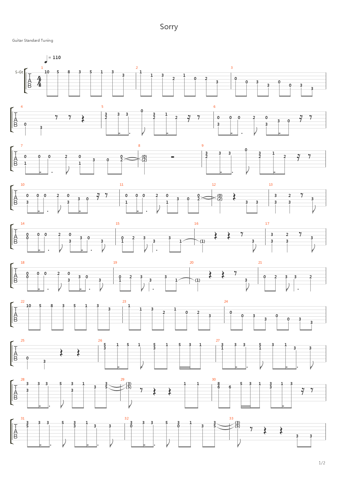 Sorry吉他谱