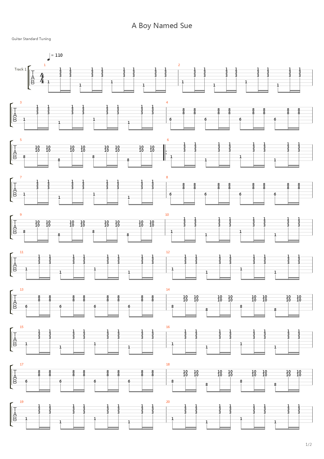 A Boy Named Sue吉他谱