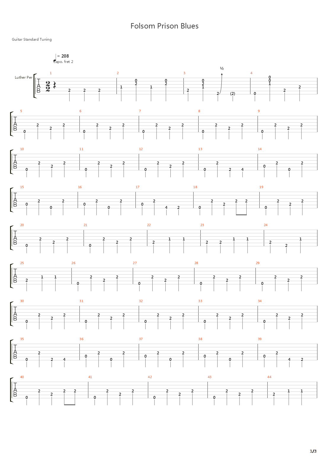 Folsom Prison Blues吉他谱