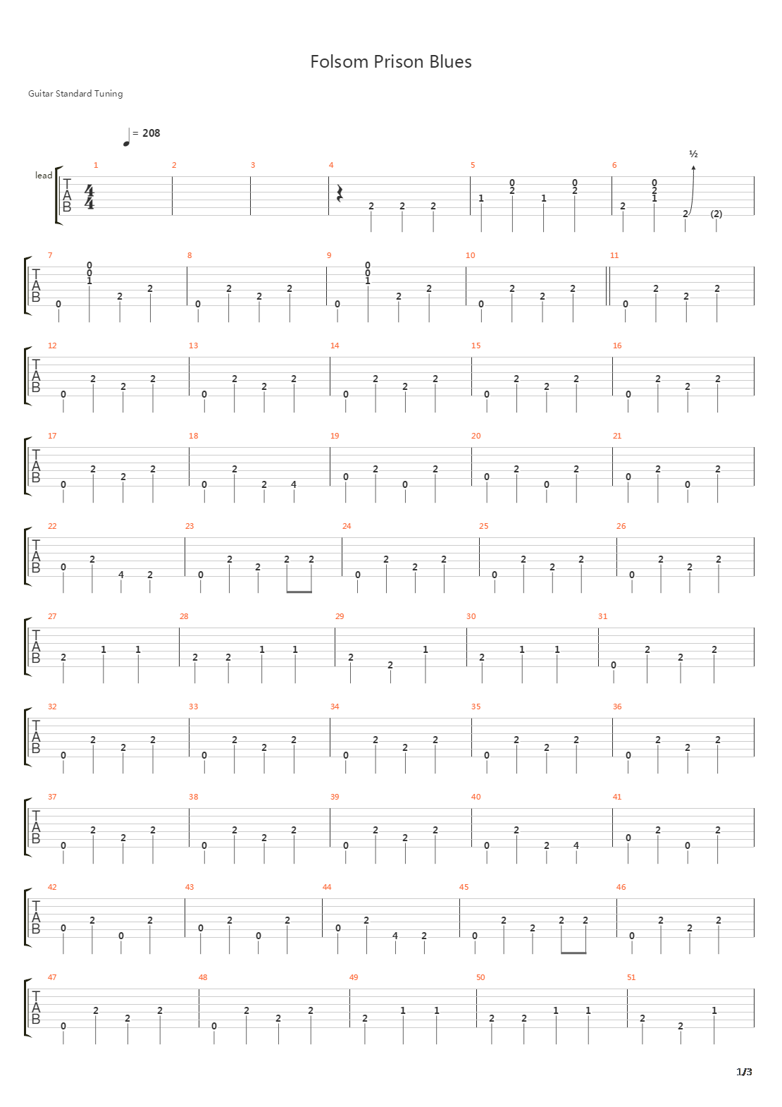 Folsom Prison Blues吉他谱