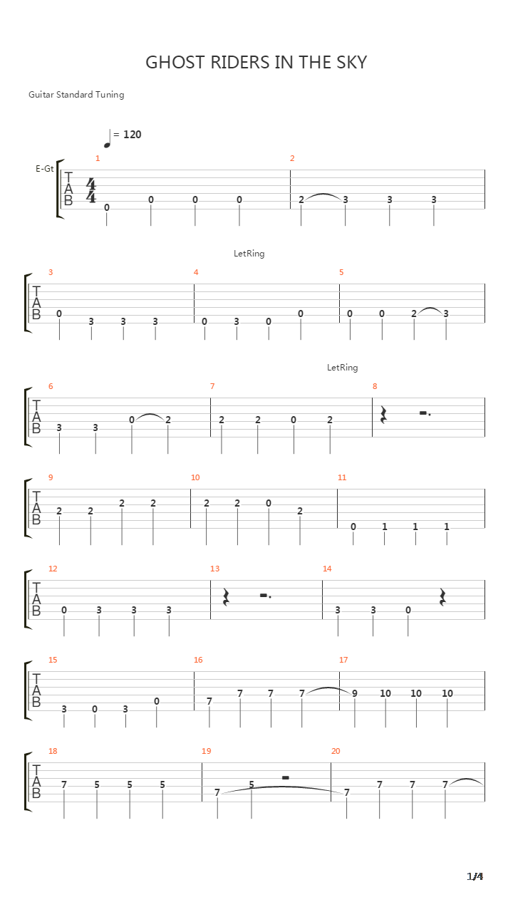 Ghost Riders In The Sky吉他谱