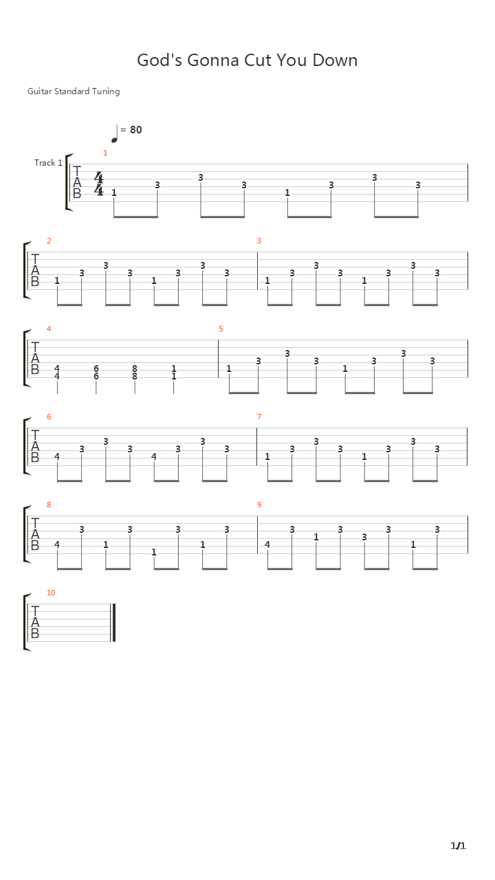 Gods Gonna Cut You Down吉他谱