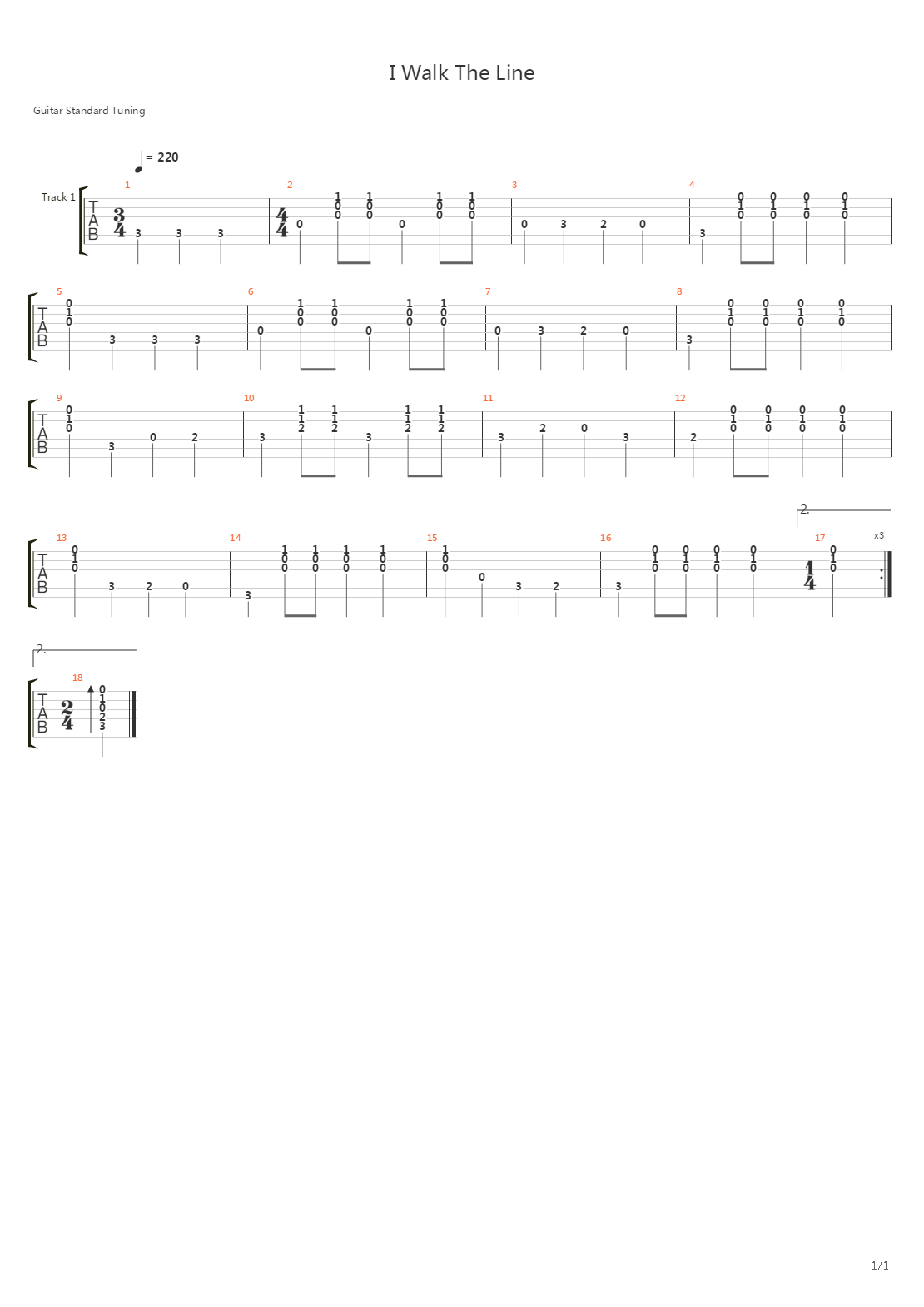 I Walk The Line吉他谱