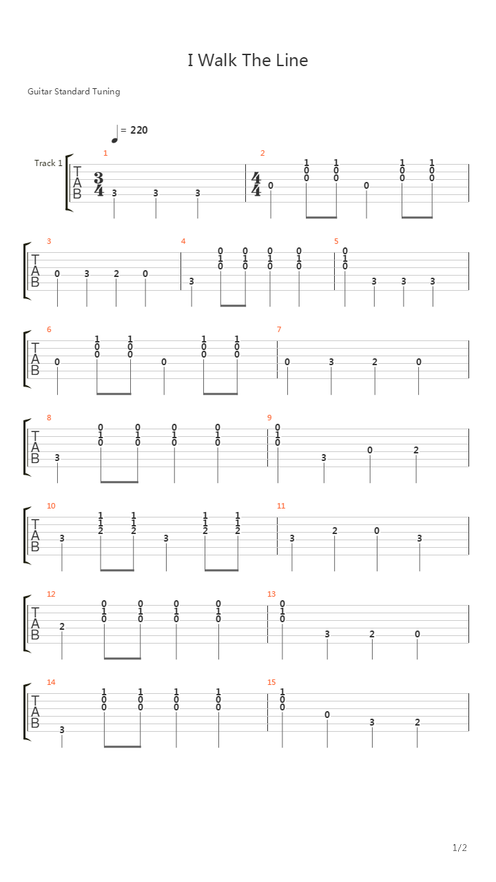 I Walk The Line吉他谱