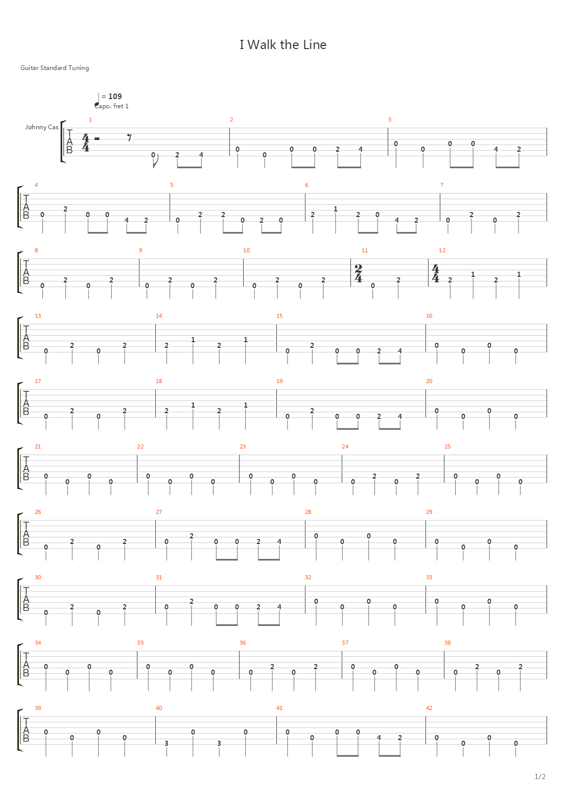 I Walk The Line吉他谱