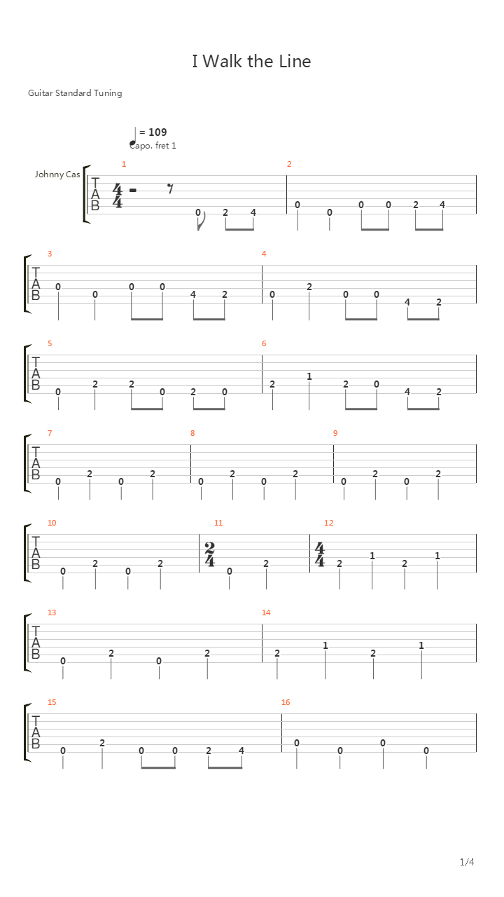 I Walk The Line吉他谱