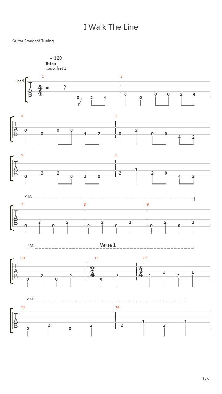 I Walk The Line吉他谱