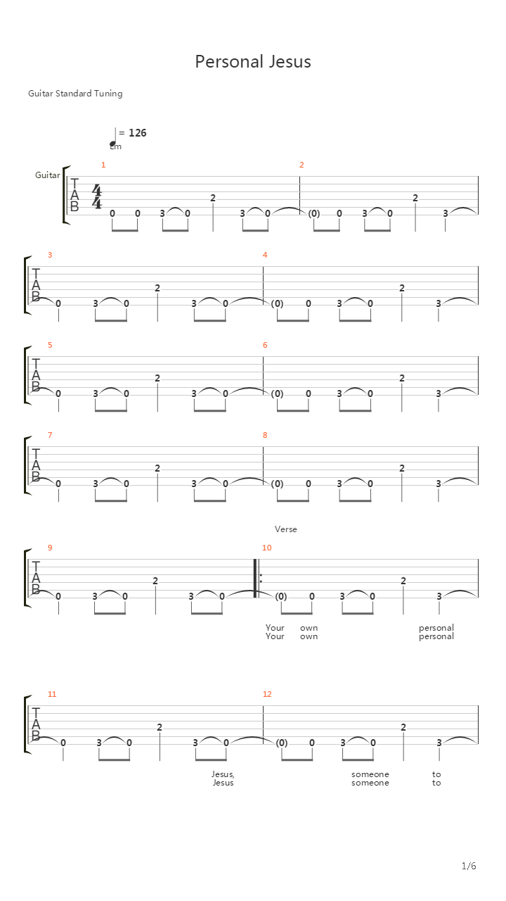 Personal Jesus吉他谱
