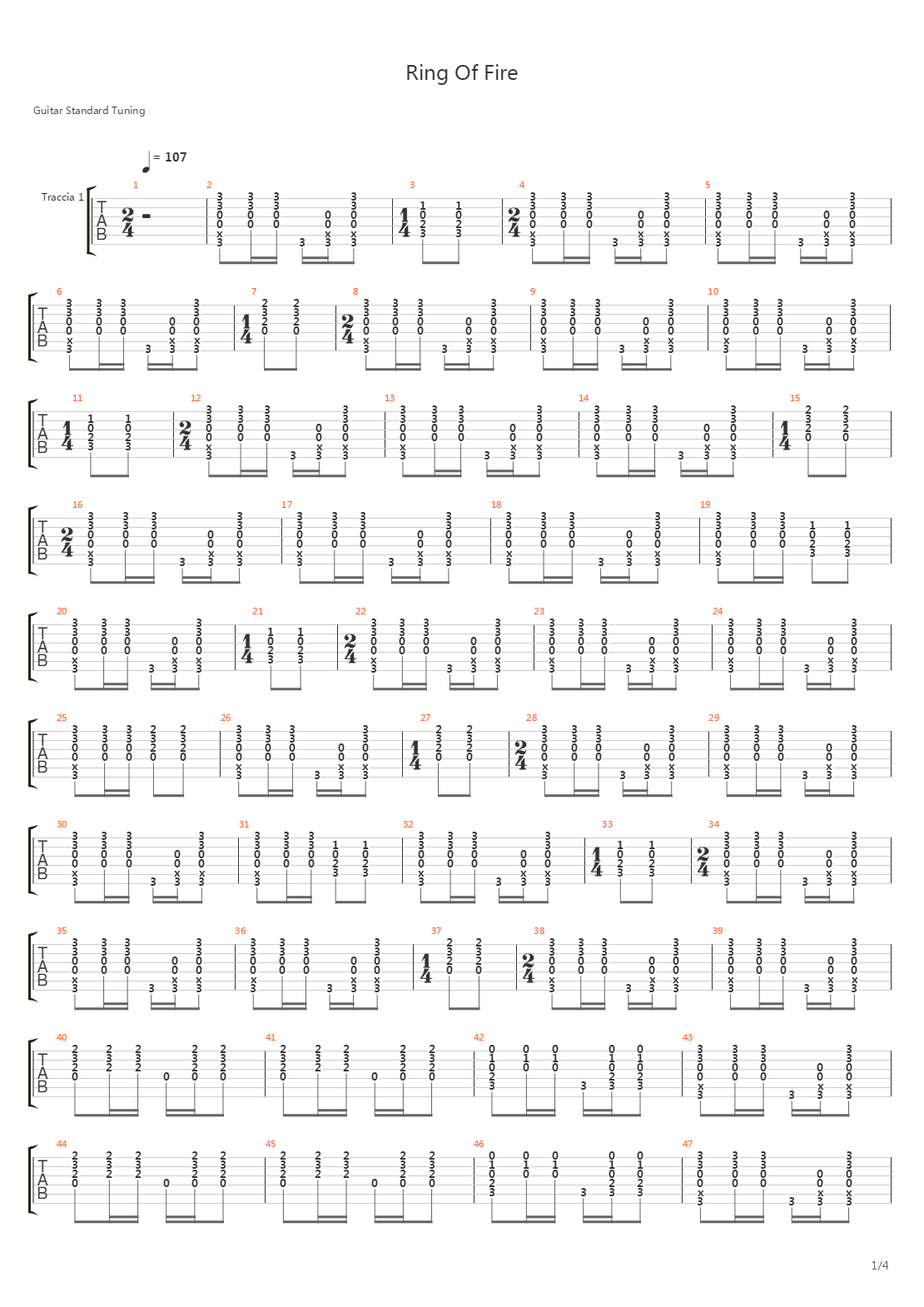 Ring Of Fire吉他谱