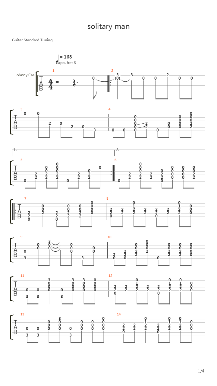 Solitary Man吉他谱