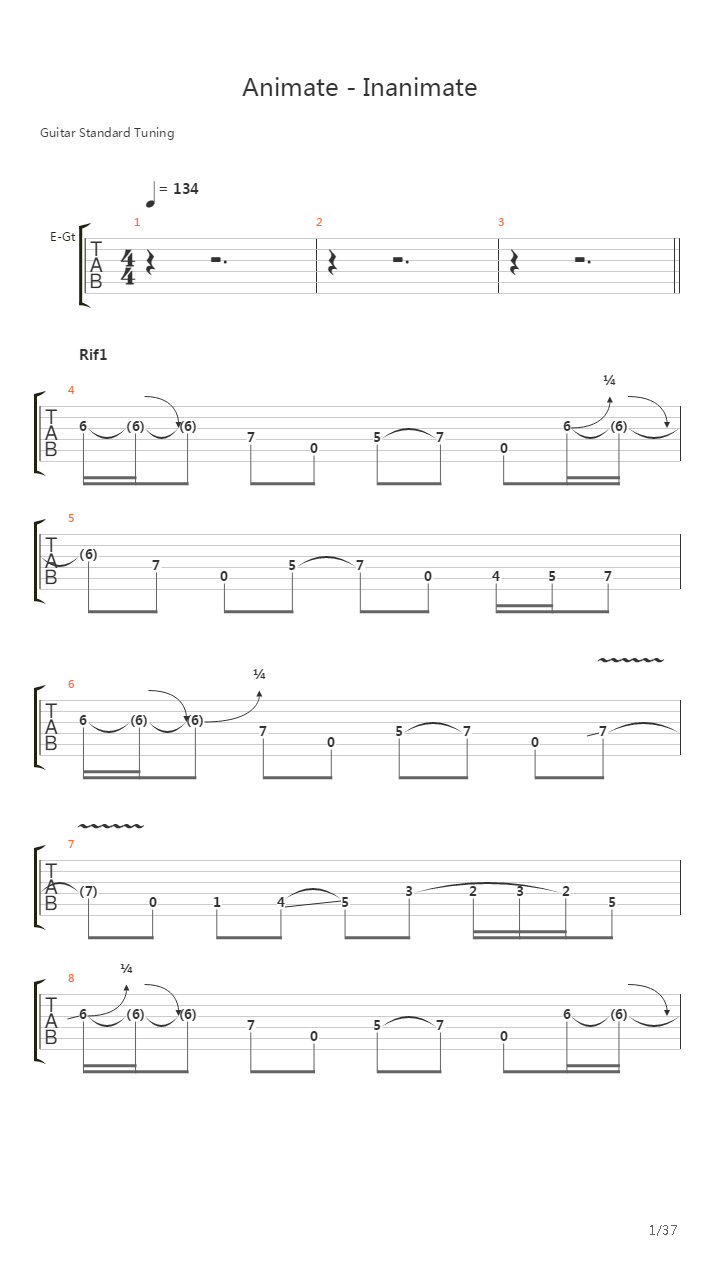 Animate Inanimate吉他谱