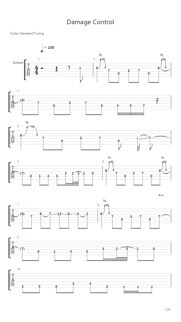 Damage Control吉他谱