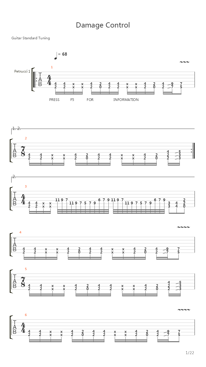 Damage Control吉他谱