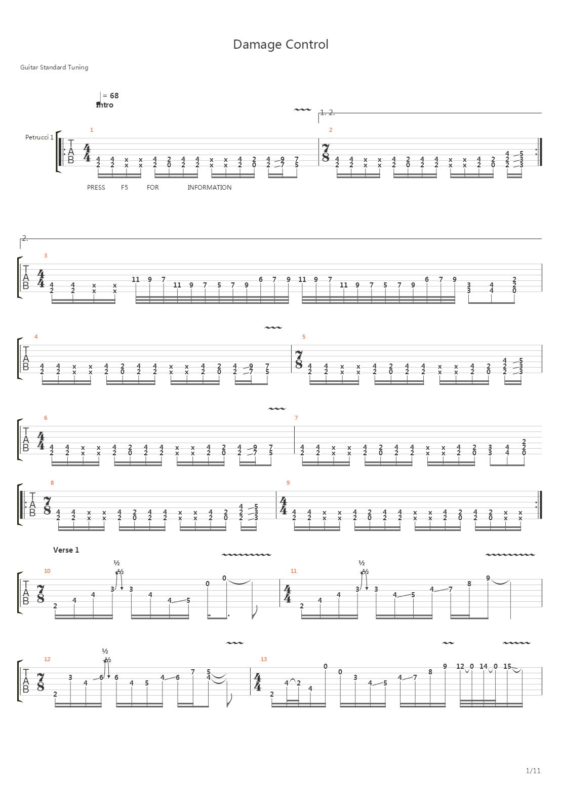 Damage Control吉他谱