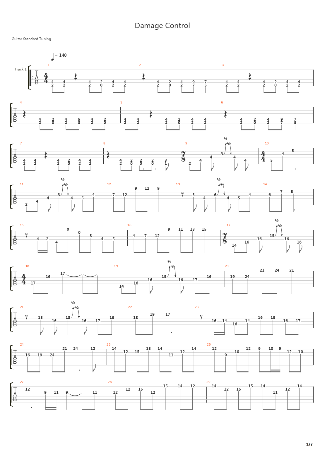 Damage Control吉他谱