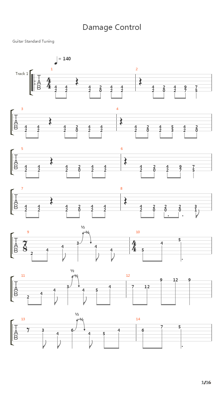 Damage Control吉他谱