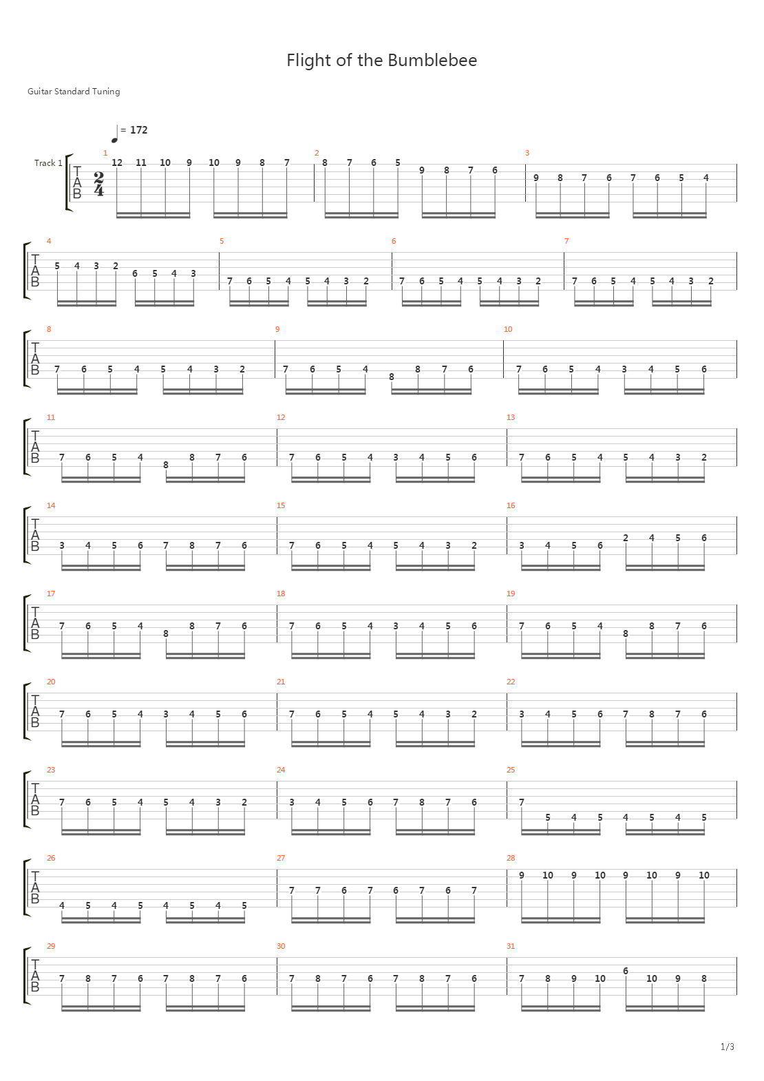 Flight Of The Bumblebee吉他谱