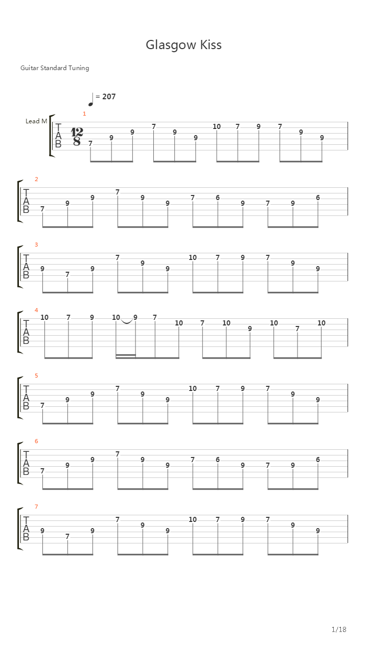Glasgow Kiss吉他谱