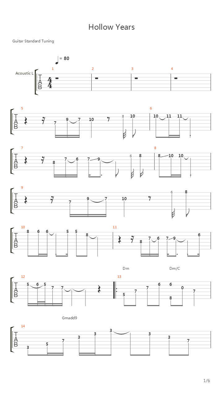 Hollow Years吉他谱