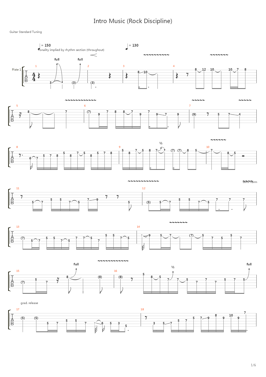 Intro Music From Rock Discipline吉他谱